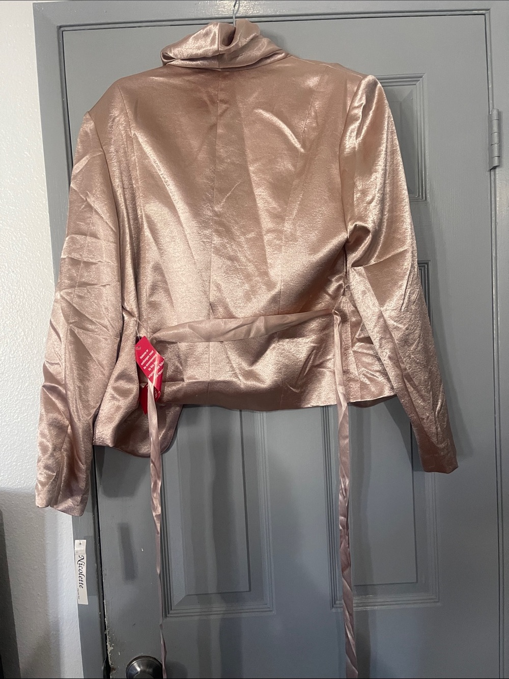 Needle & Thread Blush Satin Ruffle-Trim Blazer - Picture 2 of 2